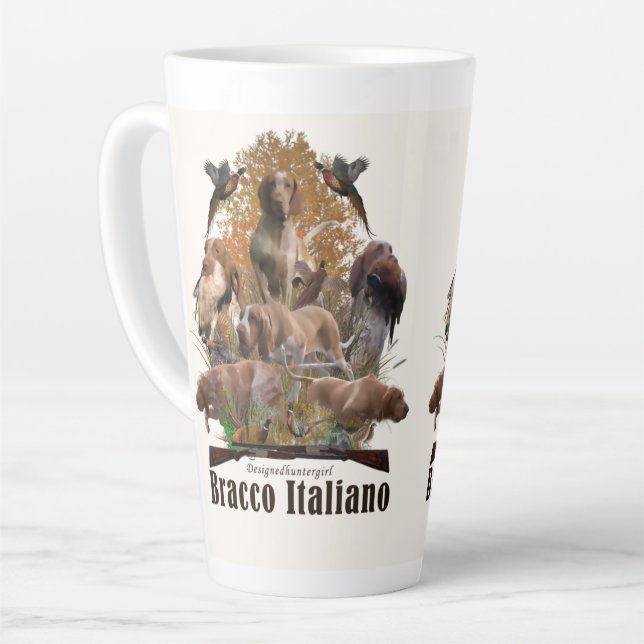 Bracco italiano tapestry faux canvas print acrylic latte mug (Left Angle)