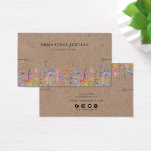 Bracelet Display Card • Rustic Kraft Wildflowers