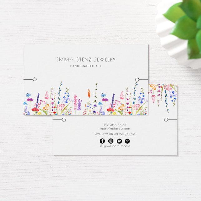 Bracelet Display Card • Watercolor Wildflowers (Desk)
