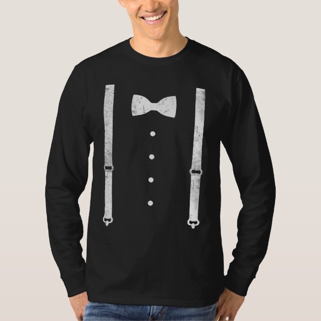 Braces Bow Tie Dress Code Black Tie Party T-Shirt (Front)