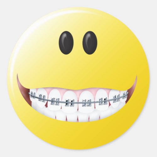 Braces Face Classic Round Sticker