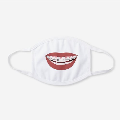 Braces Smile White Cotton Face Mask