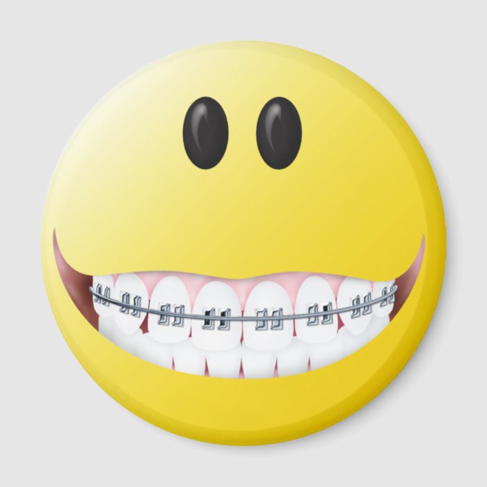 Braces Smiley Face Refrigerator Magnets