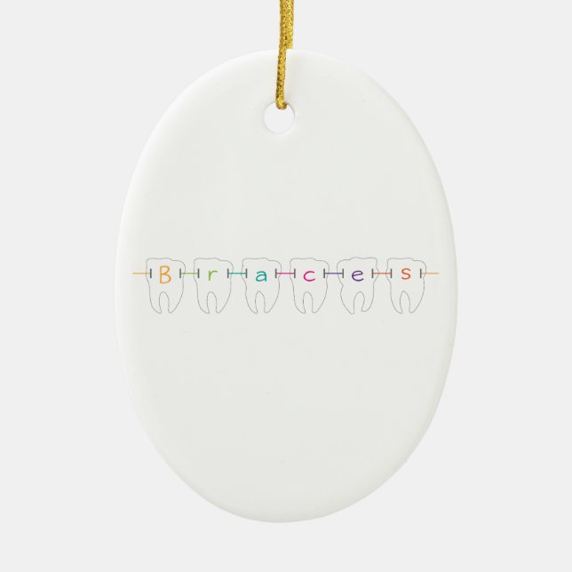 Braces Teeth Ceramic Ornament (Front)