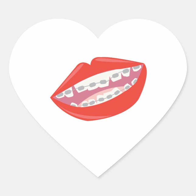 Braces Teeth Heart Sticker (Front)
