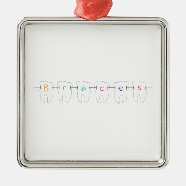 Braces Teeth Metal Ornament (Front)