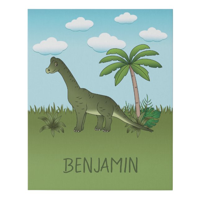 Brachiosaurus Dinosaur And Name Kid's Room Decor Faux Canvas Print (Front)