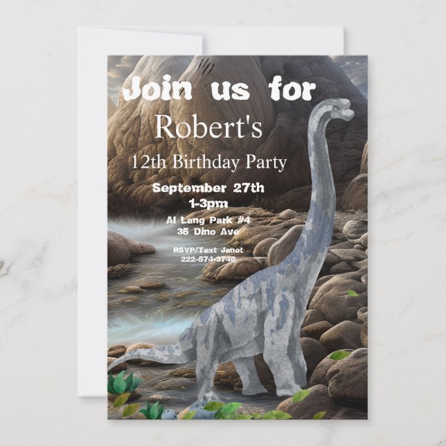Brachiosaurus, Dinosaur Birthday,  Invitation (Front)