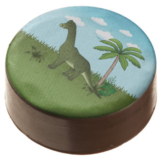 Brachiosaurus Dinosaur Blue Sky Tropical Palm Tree Chocolate Covered Oreo