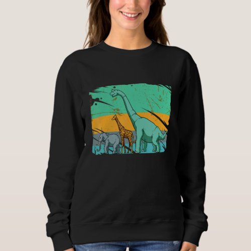 Brachiosaurus Dinosaur Giraffe Elephant human Diff Sweatshirt