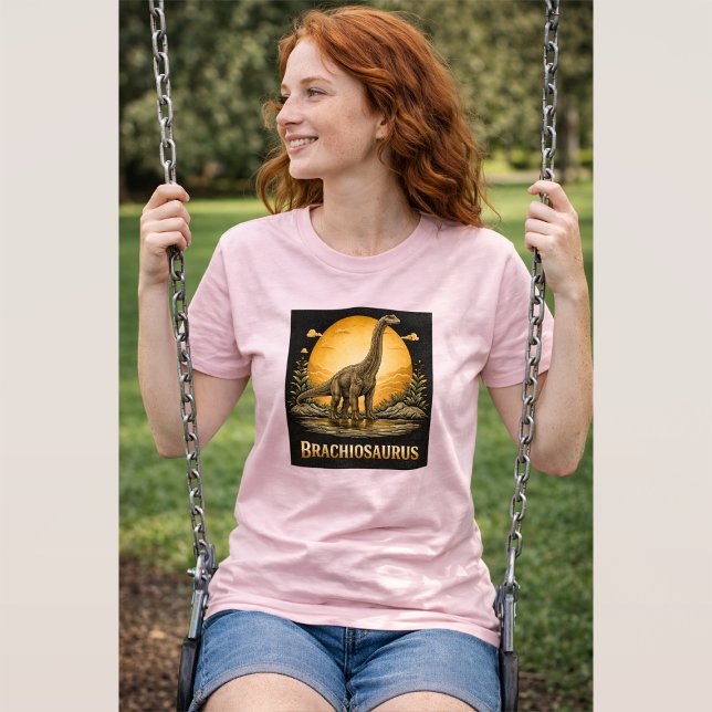 Brachiosaurus Dinosaur Prehistoric Moon T-Shirt (Creator Uploaded)