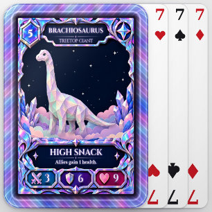 Brachiosaurus Dinosaur, Rainbow Foil Art Poker Cards