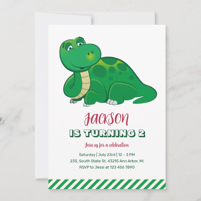 Brachiosaurus Kids Jurassic Birthday Invitation (Front)