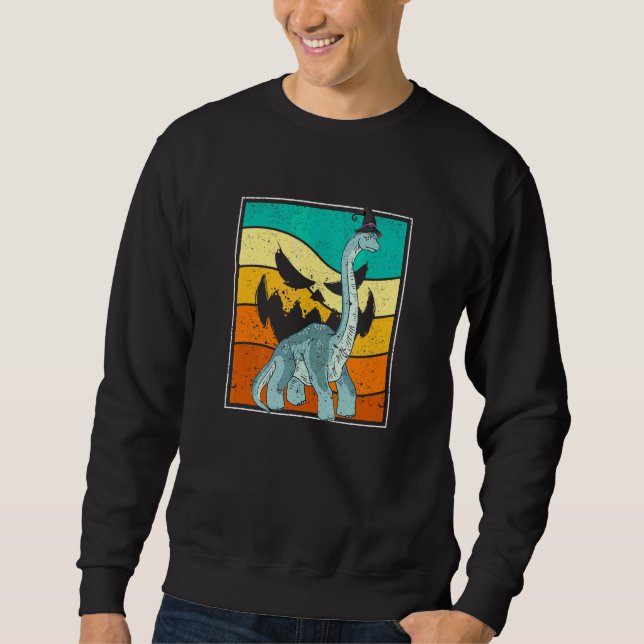 Brachiosaurus Witch Pumpkin Halloween Dinosaur Bro Sweatshirt (Front)