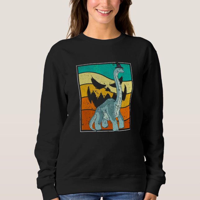 Brachiosaurus Witch Pumpkin Halloween Dinosaur Bro Sweatshirt (Front)