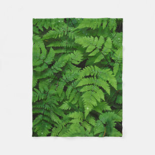 Bracken fern with rain drops, Washington State Fleece Blanket