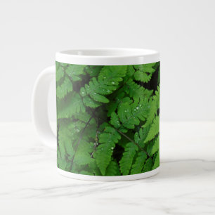 Bracken fern with rain drops, Washington State Large Coffee Mug