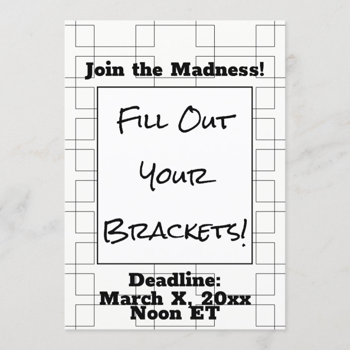 Bracket March Madness Deadline Party Reminder Invitation