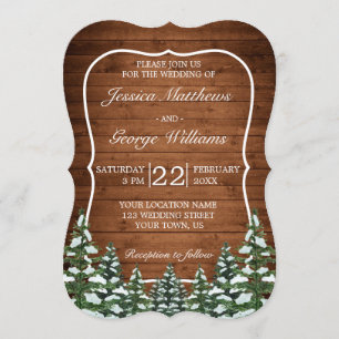 Bracket Snowy Wood & Forest Country Pine Wedding Invitation