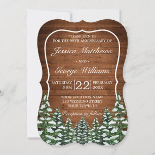Bracket Snowy Wood Forest Wedding Anniversary Invitation