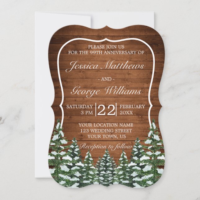 Bracket Snowy Wood Forest Wedding Anniversary Invitation (Front)