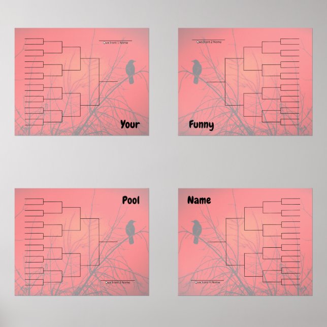 Bracket Tournament Quadrant Red Crow Wall Art Sets (Front)