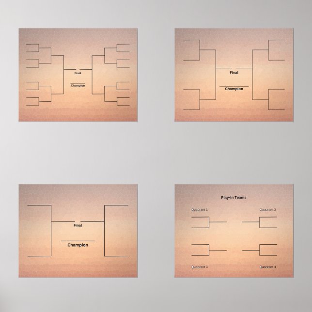 Bracket Tourney Basketball 16 8 4 Team Play In Wall Art Sets (Front)