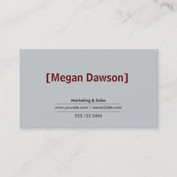 Brackets Crimson Red (variation 2) Grey Background Business Card by lovely_businesscards at Zazzle