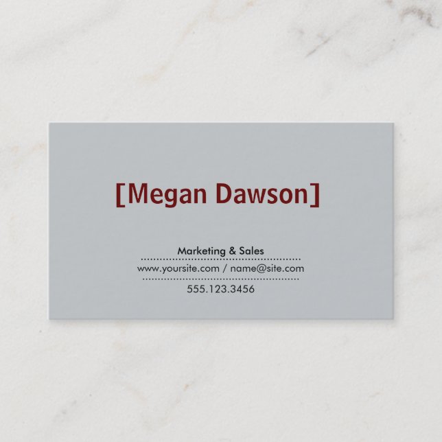 Brackets Crimson Red (variation 2) grey background Business Card (Front)