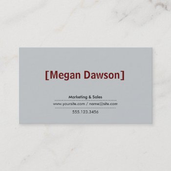 Brackets Crimson Red (variation 2) Grey Background Business Card by lovely_businesscards at Zazzle