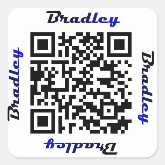 Brad (Bradley) QR Code Personalized NAME Sticker (Front)
