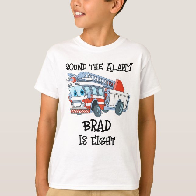 Brad is Eight Fire Truck T-Shirt (Front)