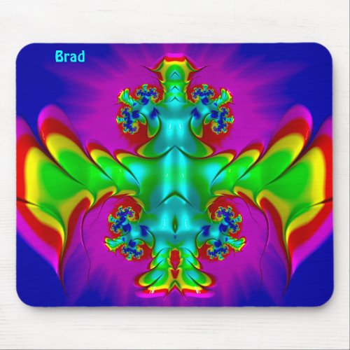 BRAD  Zany Hot Red Green Blue and Yellow  Mouse Pad