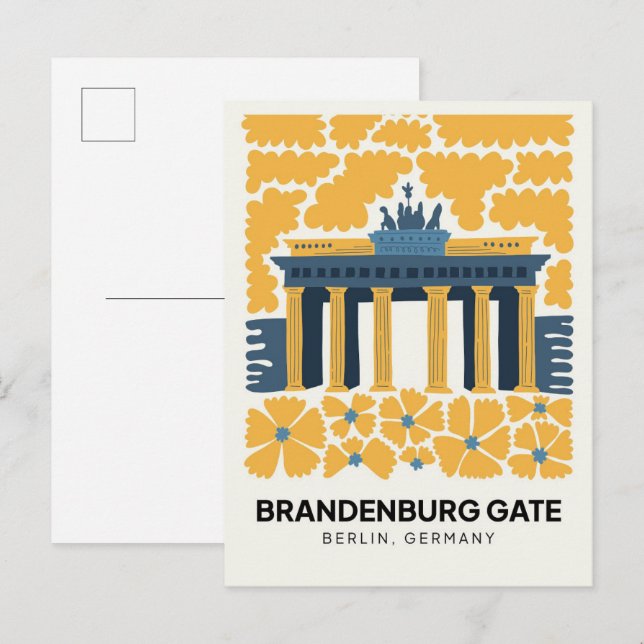Bradenburg Gate Berlin abstract travel floral art Postcard (Front/Back)