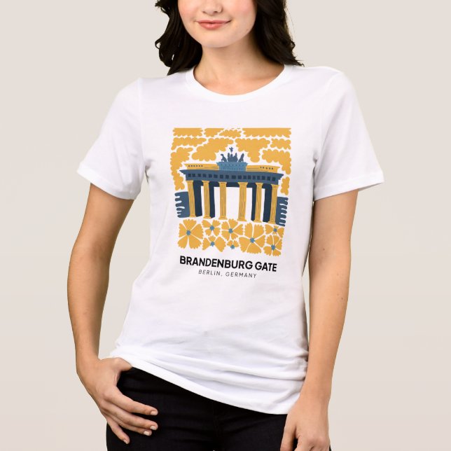 Bradenburg Gate Berlin abstract travel floral art Tri-Blend Shirt (Front)