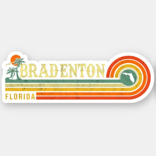 Bradenton Beach Florida Retro Vintage Palm Tree 60 Sticker