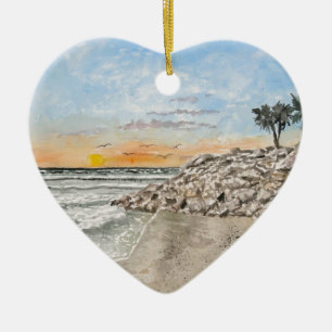 Bradenton Beach Florida sunset Ceramic Ornament