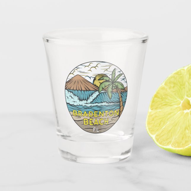 Bradenton Beach Florida Vintage Art Shot Glass (Front)