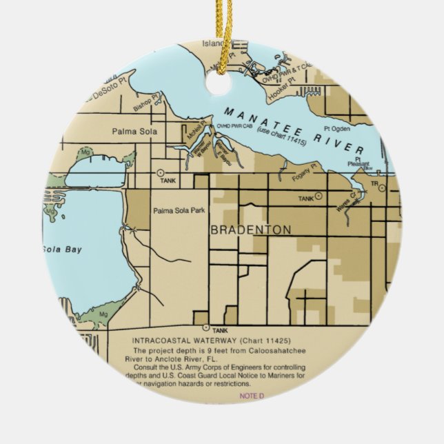 Bradenton FL Nautical Chart Ceramic Ornament (Front)