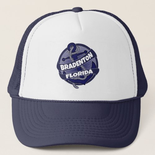 Bradenton Florida anchor swirl trucker hat