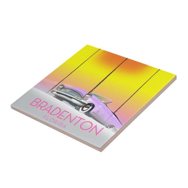 Bradenton Florida Classic car travel poster Ceramic Tile (Side)