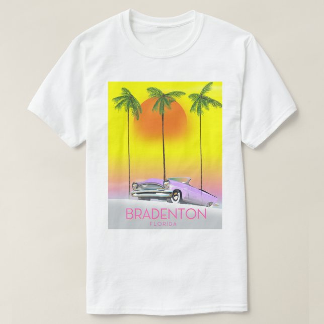 Bradenton Florida Classic car travel poster T-Shirt (Design Front)
