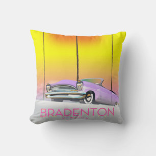 Bradenton Florida Classic car travel poster Throw Pillow