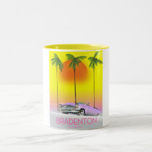 Bradenton Florida Classic car travel poster Two-Tone Coffee Mug