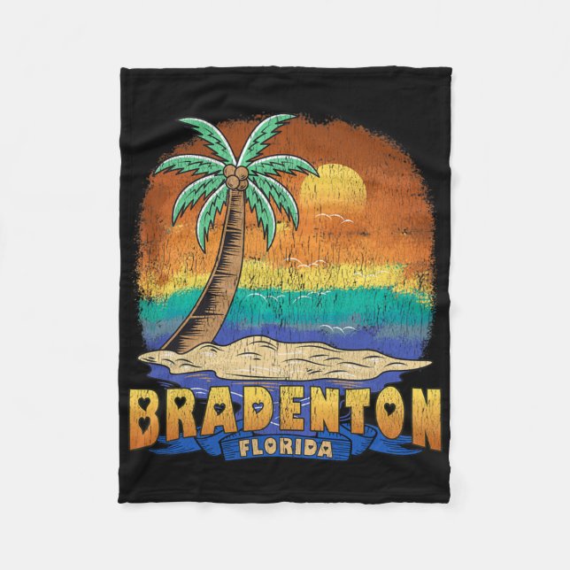 Bradenton Florida Vintage Distressed Souvenir  Fleece Blanket (Front)