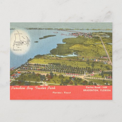 Bradenton Florida vintage Paradise Trailer Park Postcard