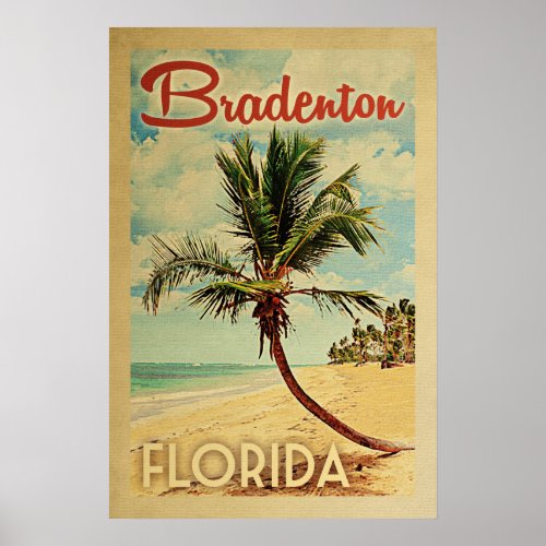 Bradenton Palm Tree Vintage Travel Poster