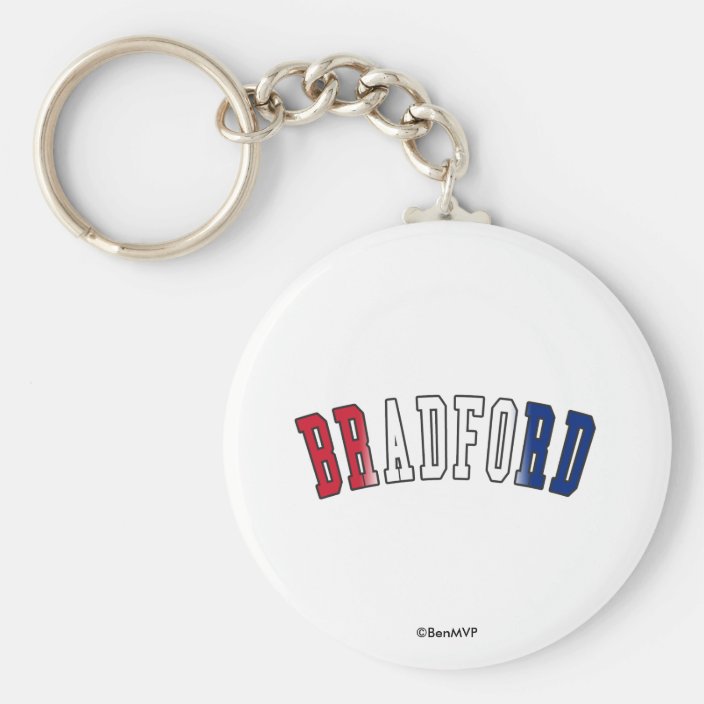 Bradford in United Kingdom National Flag Colors Keychain