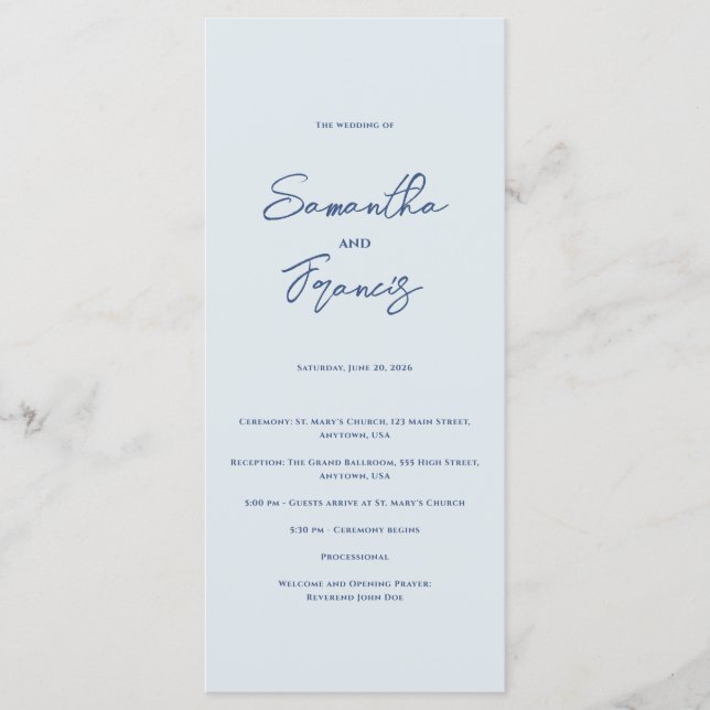 Bradford Modern Wedding Program (Front)