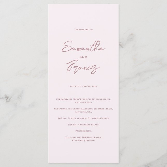 Bradford Modern Wedding Program (Front)